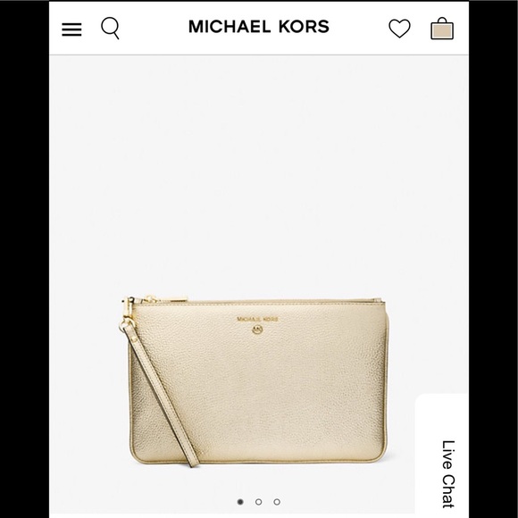 NWT Michael Kors Gold pebbled leather wristlet - Picture 1 of 6